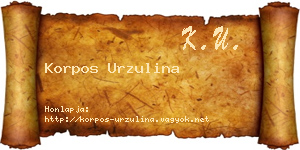 Korpos Urzulina névjegykártya